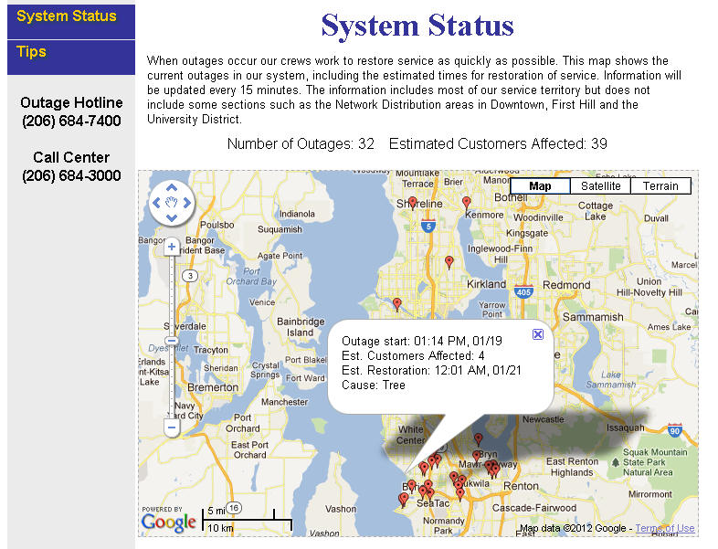 SCL Outage Map