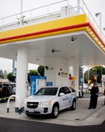 Shell hydrogen-gasoline refueling station in West Los Angeles, Calif.