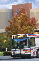 A bus within fleet of the Transit Authority of River City, which is using federal stimulus funding to buy hybrid buses.