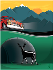 GIS Maps Prevent Vehicle Collisions with Elk and Deer/Illustration by Tom McKeith